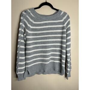 SO Womens Fancy Knit Sweater Grey Stripped Size XL